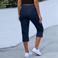 thumbnail image 6 of AHTJRT Women's Capri Pants Cargo Style Elastic Waist Pull-On Trousers with Pockets Drawstrings Summer Casual Cropped Cotton Chino Pants Navy XXL, 6 of 7