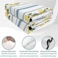 thumbnail image 4 of Full Quilt Set 78''x90'', Lemon Striped Lightweight Summer Bedspread Coverlet Set with 2 Pillow Shams, Yellow Fruit Blue White Geometric Breathable All Season Quilt Bedding for Bedroom/Guest Room, 4 of 9