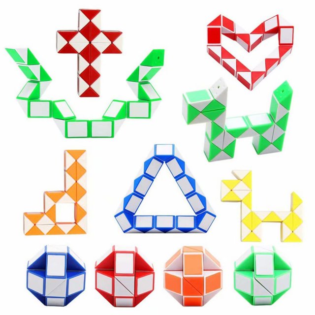 12 Pack 24 Blocks Magic Snake Cube, Mini Plastic Puzzle Cube, Fidget Toys ,Mini Snake Speed Cubes for Kids Party Bag Filler (Random Colors)