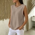 thumbnail image 5 of Mifsaly Womens Ribbed Sleeveless Tank Tops Casual Crewneck Muscle Shirts Summer Loose Fit Basic Activewear Undershirts Khaki,L, 5 of 7