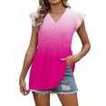 thumbnail image 1 of Craaazy Ladies Oversized Short Sleeve Tunic Tops, Lightweight Casual Shirt, V Neck Ruffle Sleeve Babydoll Blouse with Print for Everyday Outfits Gifts, 1 of 9