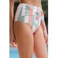 thumbnail image 3 of ABPHQTO Braguitas de bikini de talle alto con lazo en la parte delantera y estampado de rayas multicolor para mujer, 3 of 5