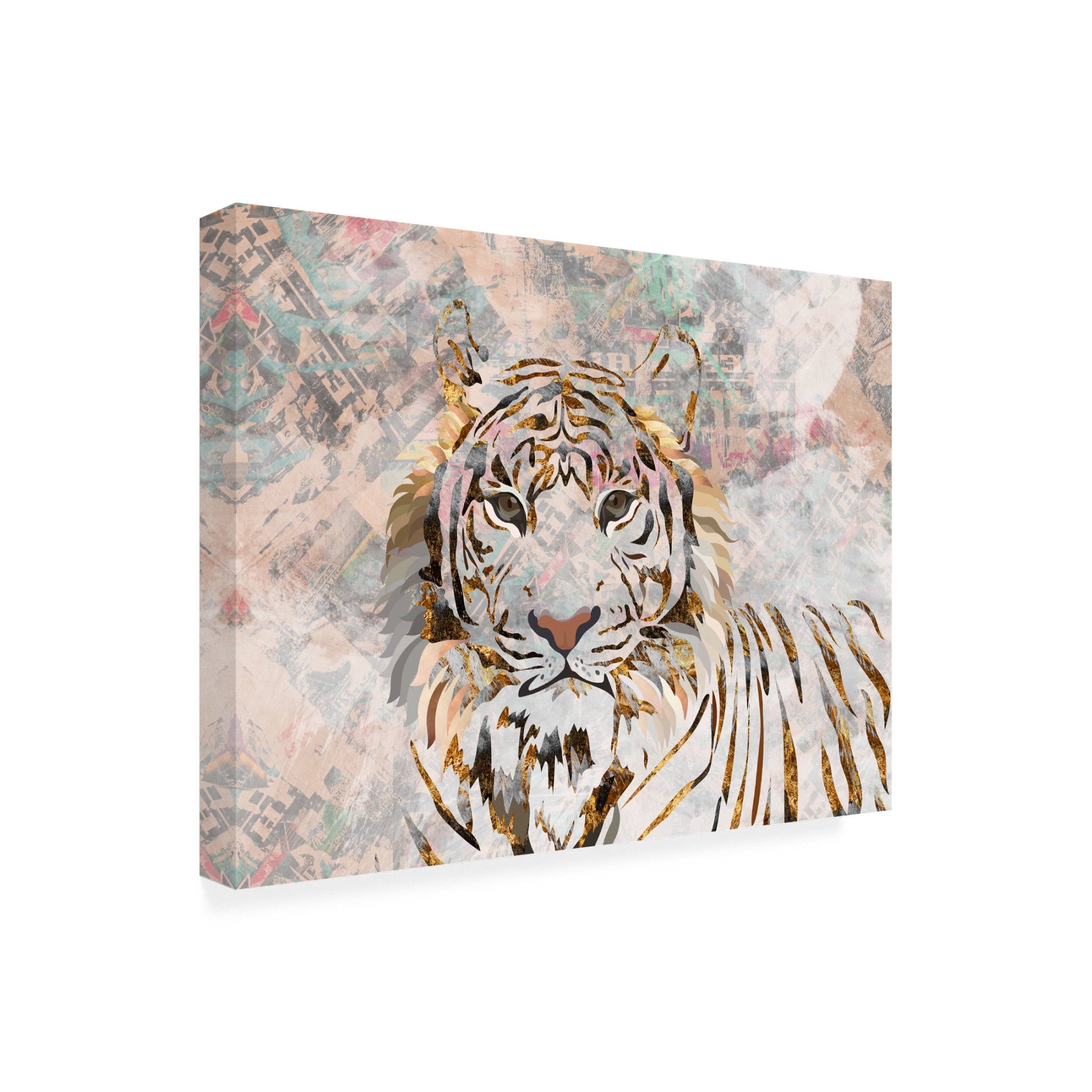 Trademark Fine Art Sarah Manovski Tiger grungy gold mural Canvas Wall Art