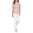 thumbnail image 2 of INSPIRE CHIC Women's Button Down Shirt Short Sleeve 2026 Summer Pleated Front Blouse S Pink, 2 of 5