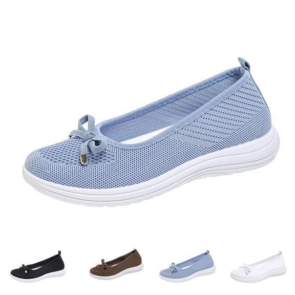 Domzle Women's Flat Shoes Comfortable Square-Toe Slip on Casual Dress Flats with Arch Support All-Day Standing Shoe Black