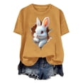 thumbnail image 4 of Tops de Cuello Alto para las Mujeres Amante Impreso Camiseta Cuello Redondo Manga Corta, Poliéster Spandex, 4 of 7