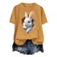 thumbnail image 4 of Tops de Cuello Alto para las Mujeres Amante Impreso Camiseta Cuello Redondo Manga Corta, Poliéster Spandex, 4 of 7
