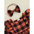 thumbnail image 6 of Suealasg Baby Girl Halloween Clothes 3 6 12 18 Months Infant Girl Long Sleeve Plaid Print Romper Dress +Headband 2Pcs Newborn Girl Halloween Outfits, 6 of 8