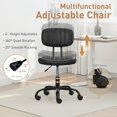 thumbnail image 5 of Small Home Office Desk Chair with Wheels, Armless Comfy Vanity Chair Swivel Computer Task Chair No Arms, Modern Height Adjustable Low Back Rolling Chair for Small Space (PU Leather Black), 5 of 18