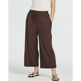 thumbnail image 2 of Real Essentials 3 Pack: Women's Ultra-Soft Wide Leg Loose Capri Open Bottom Pants - Yoga Lounge Pockets(Available in Plus), 2 of 7