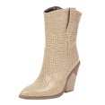 thumbnail image 2 of Fashion Womens Leather Non-Slip Wedges Shoes Pointed Toe Cowboy Ankle Booties, 2 of 6
