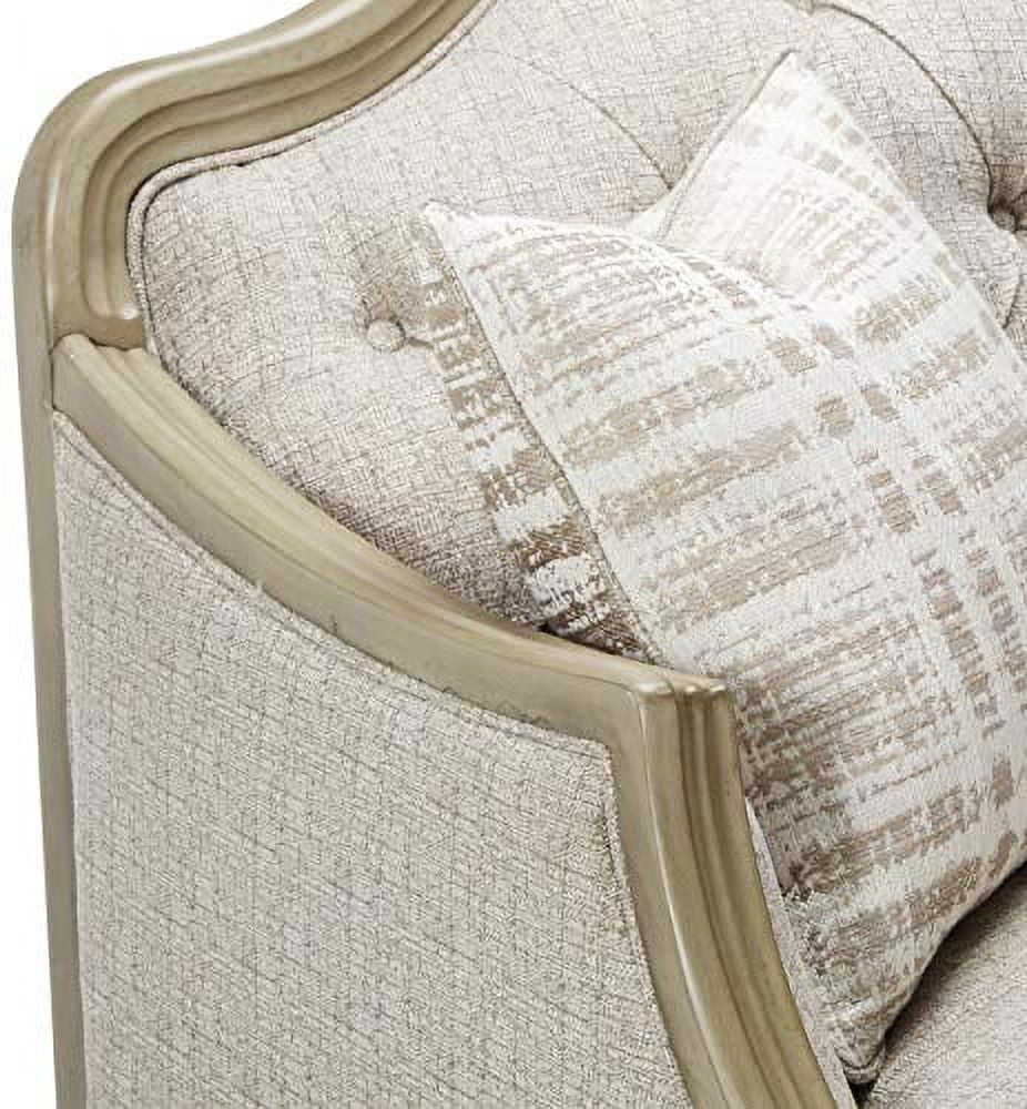 Acme Furniture Loveseat (w/2 Pillows), Beige Fabric & Antique Taupe 56051