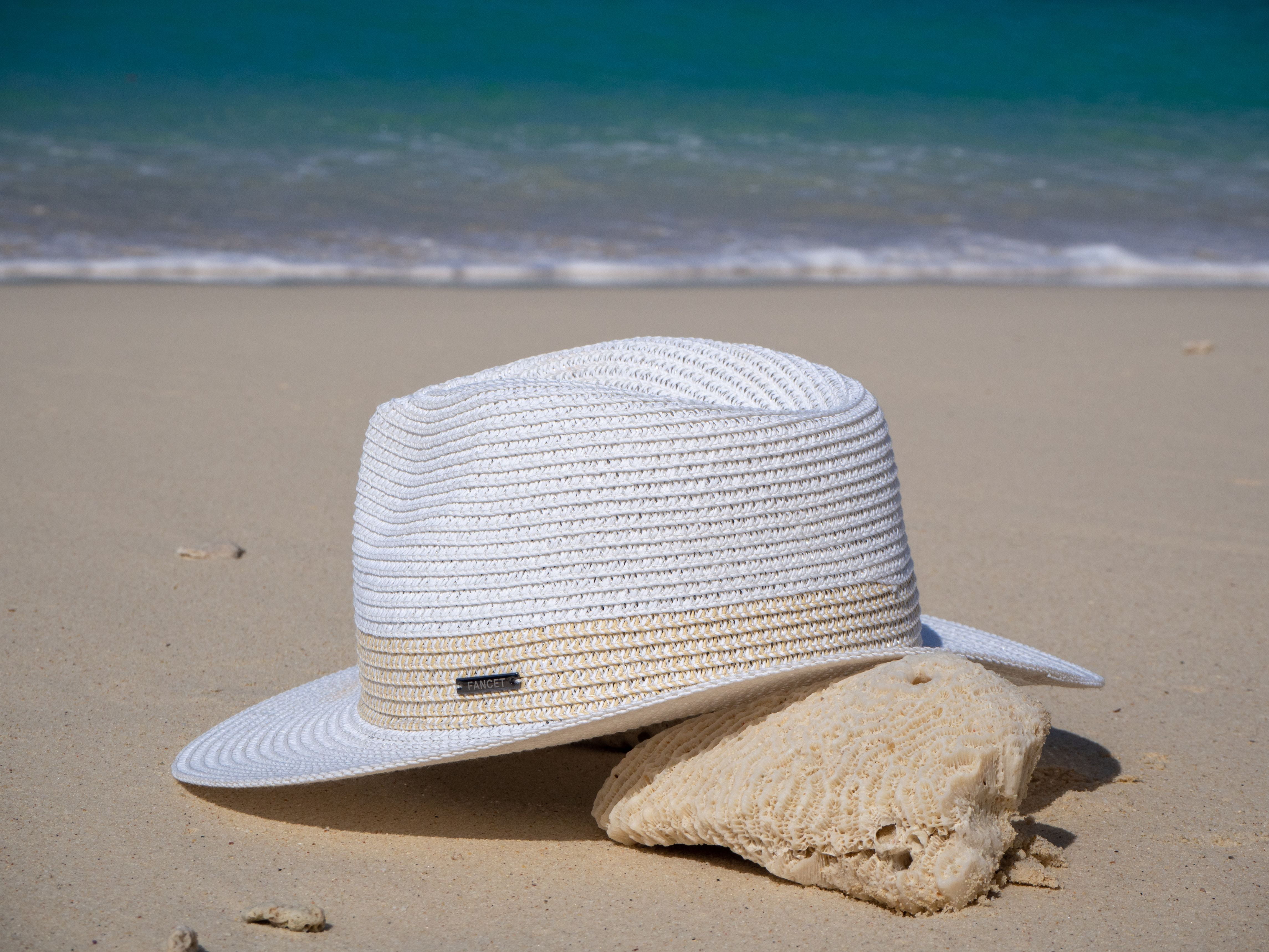 Comhats Women Packable Straw Fedora Panama Sun Summer Beach Derby Hat  Medium Head for Men Beige