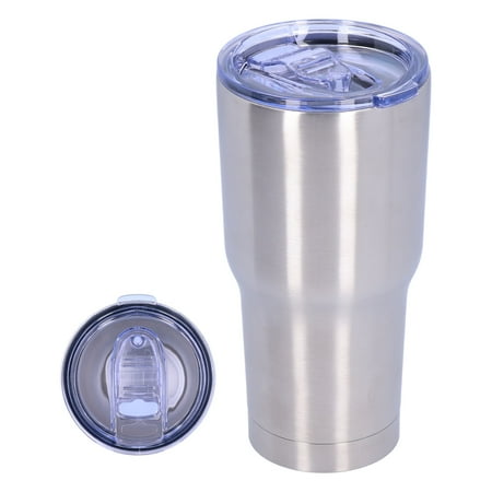 LAZIOEGR 30 oz Stainless Steel Double-Wall Vacuum Insulated Travel Mug Tumbler with Lid for Hot and Cold Drinks, Wine, Coffee, Cocktails, Reusable Silver Thermal Cup for Travel and Outdoor Use