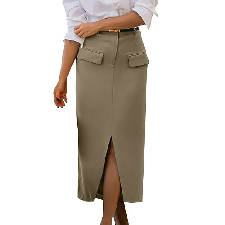 Nmnitkp Pencil Midi Skirt for Women 2025 Fall Casual High Waist