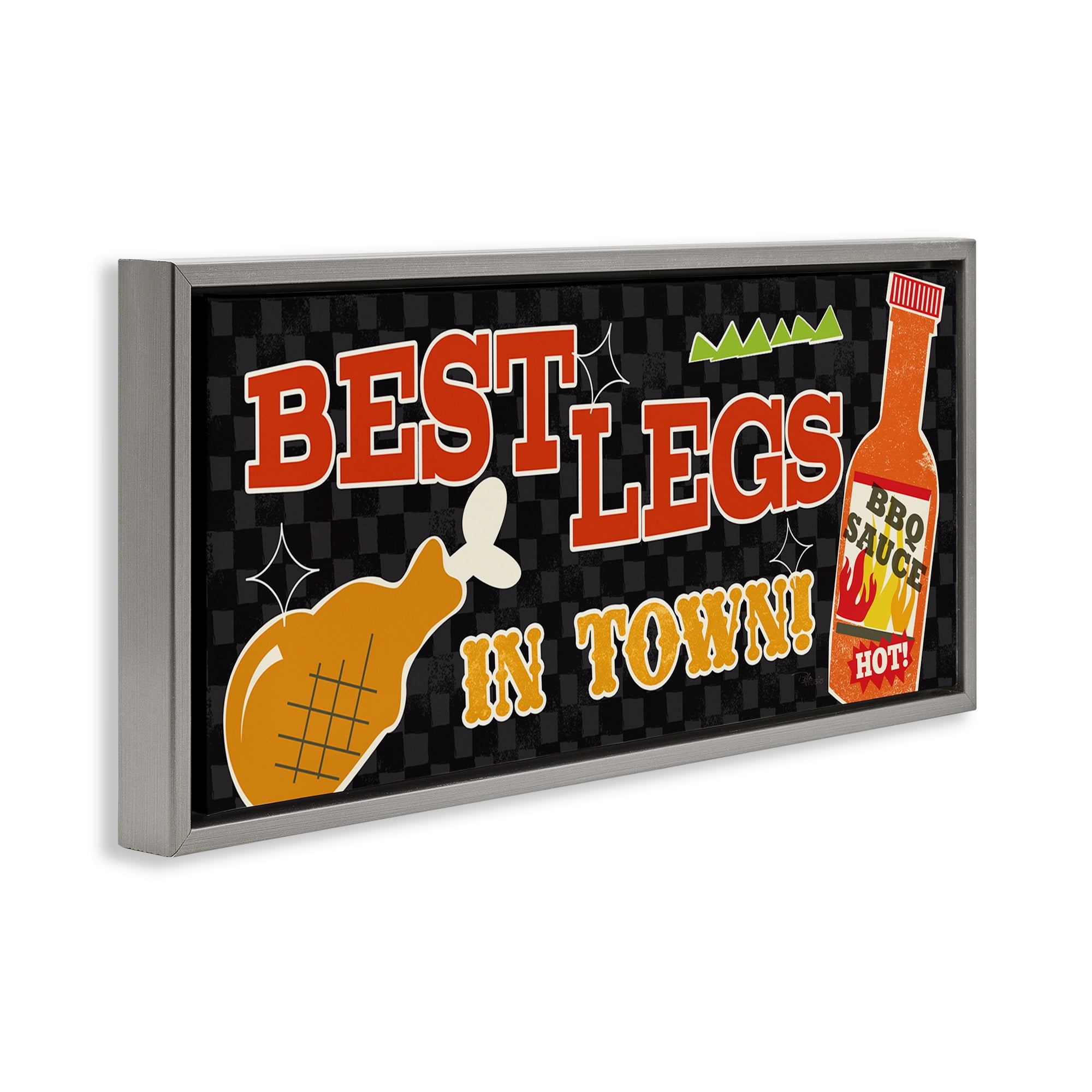 Stupell Industries Best Legs in Town Food & Beverage Painting Gray Floater Framed Canvas Art Print Wall Art, 25 x 11