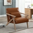 thumbnail image 5 of Bonzy Home Accent Chair Set of 2 with lumbar support pillow Mid Century Modern Upholstered Armchair with Wood Frame for Living Room Bedroom Study Room Easy Assembly Brown, 5 of 6