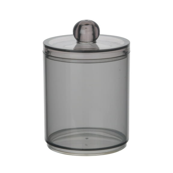 Clear Plastic Bathroom Organizer Dispenser Jar 10oz 1-Piece - Cotton Ball Swab Storage Container(Black)