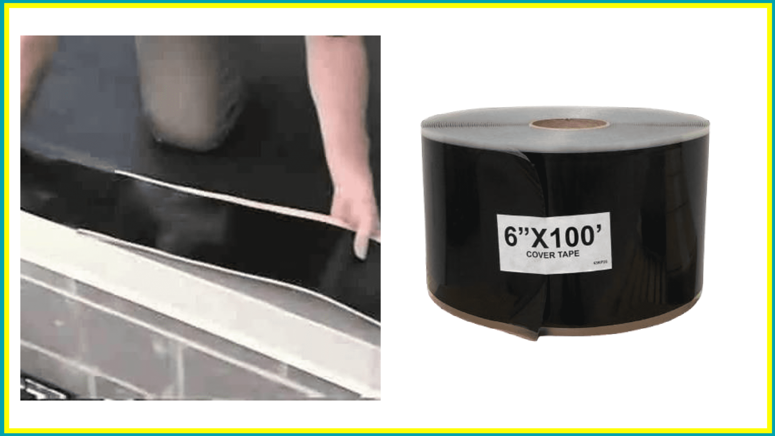 Rubber Flat Roofing BLACK COVER TAPE 6"x100' (One roll) - Tego Roofing Supply