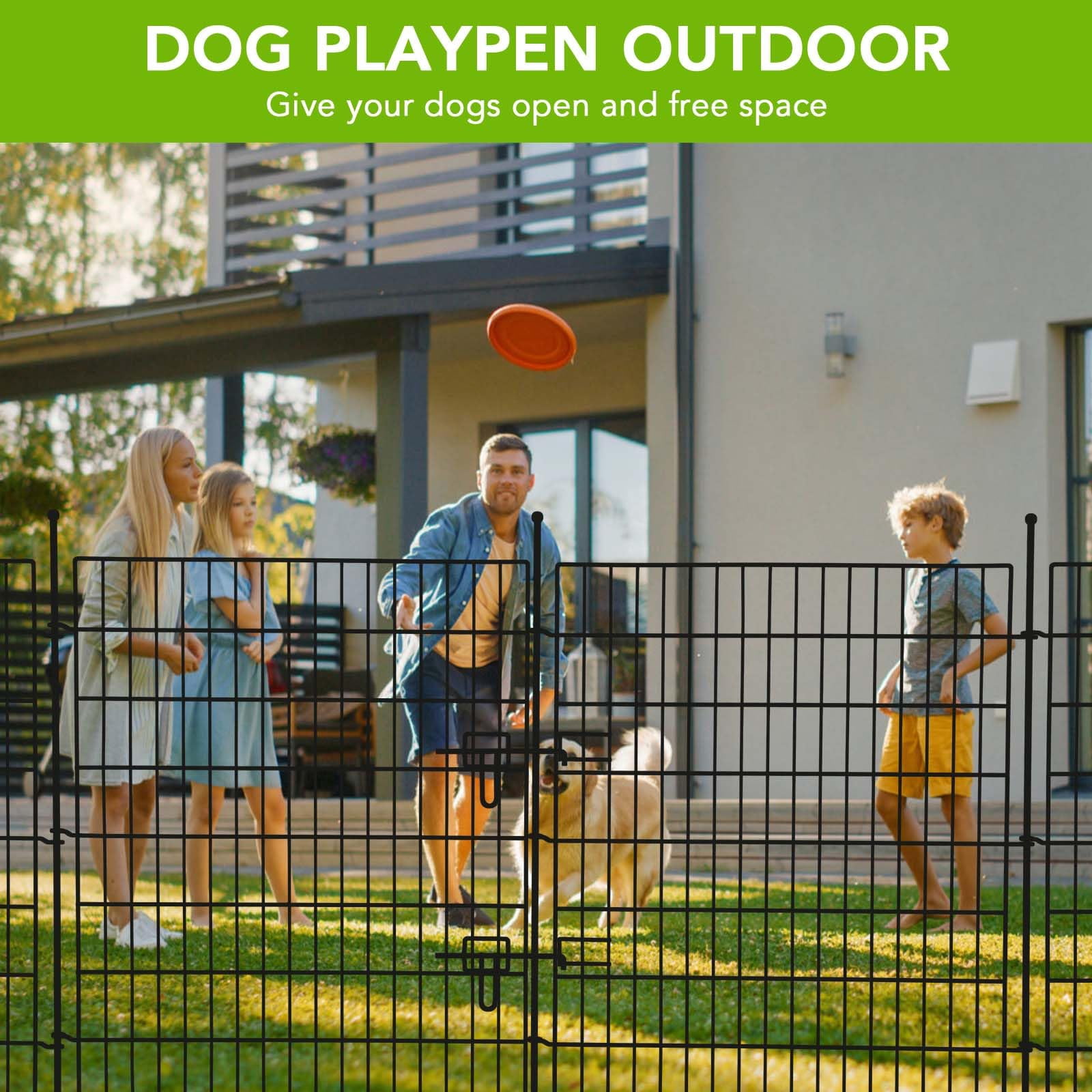 Kojooin Garden Fence,15 Panels No Dig Decorative Fence with Gate for Outdoor,Yard, Patio,32 in(H) X 36 Ft(L) Animal Barrier Rustproof Metal Wire Panel,Temporary Dog Fence