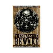 Trespassers Beware Vintage Sign Made in the USA with heavy gauge steel"
