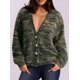 thumbnail image 2 of Suéter PRETTYGARDEN de rayas con cuello en V y botones, manga larga, talla L, 2 of 4