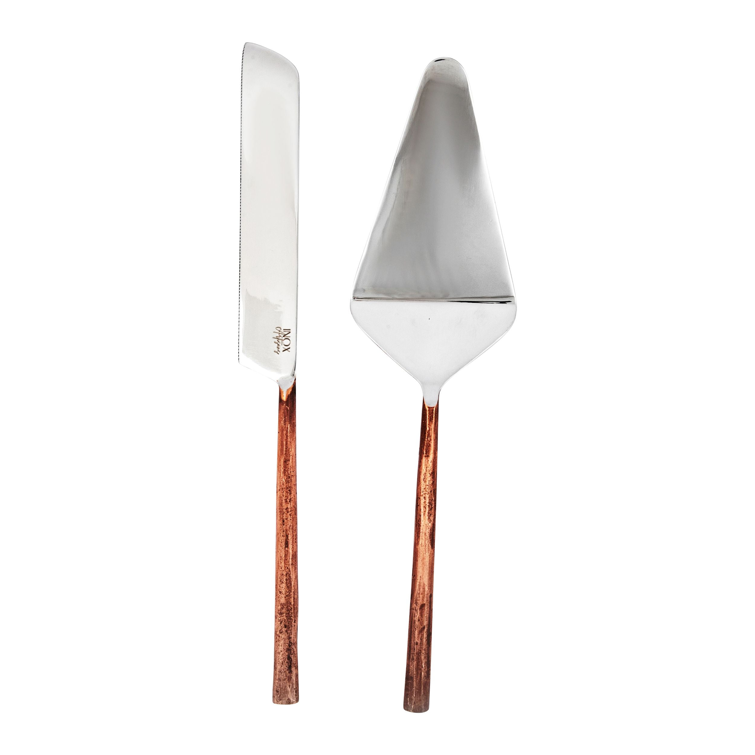 Antique Copper Sundance Design Cake Serving 2 Pcs. Set Walmart