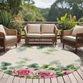 thumbnail image 5 of Spring Pink Roses Round Area Rug 5ft, Pastoral Eucalyptus Leaves Rustic Burlap Washable Non-Slip Circle Rugs for Bedroom Living Room Kitchen, Soft Low Pile Carpet for Dining Room Playroom Nursery, 5 of 9