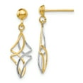 thumbnail image 1 of 14k Two Tone Gold Post Drop Dangle Earrings, 1 of 6