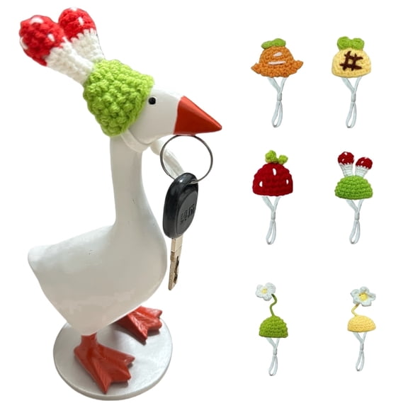 Desk Goose Magnetic Key Holder 7-Inch 17.78cm Resin Decor With 6 Detachable Hats,Home Office Decor Organizer