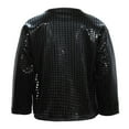 thumbnail image 4 of Huowey Girls Tops Sequins Top Shiny Sparkly Long Sleeve Open Front Cardigan Coats Carnival Cheerleader Stage Performance Jacket Cute Trendy Tops ,Black,9-10 Years, 4 of 4