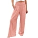 thumbnail image 1 of Pantalones anchos de lino de cintura alta para mujer: pantalones palazzo con cintura elástica y bolsillos para la playa/informal (S-XXL), 1 of 5
