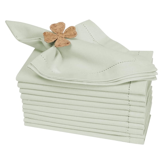 Bedding Craft Cotton Cloth Dinner Napkins Set of 12 – 18x18 Aloe Wash Finish with Hemstitched Corners – Machine Washable Fabric for Weddings, Parties, Thanksgiving & Events