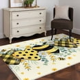 thumbnail image 4 of Rectangle Area Rug 3x5ft,Spring Flower Eucalyptus Leaf Washable Carpet Non-Slip Runner Accent Rugs Indoor Floor Mat for Bedroom Living Room Decor,Pastoral Yellow Bee Love Heart, 4 of 9