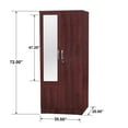thumbnail image 2 of Better Home Products Harmony 2-Door Armoire Wardrobe with Mirror - Tall Storage Cabinet-Color:Mahogany, 2 of 3