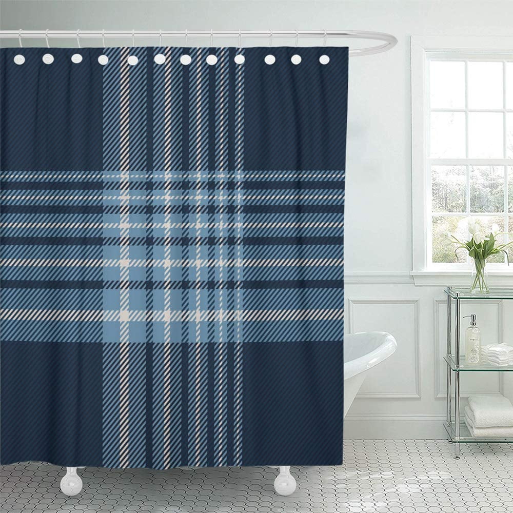 PKNMT Navy Abstract Tartan Plaid Pattern Blue Britain Celtic Check