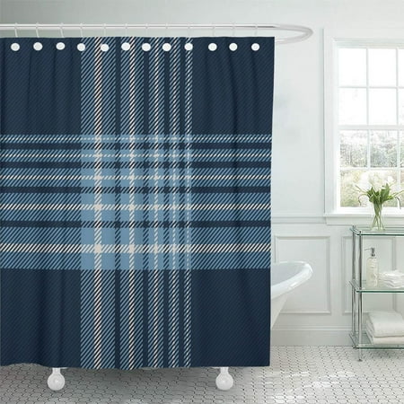 Pknmt Navy Abstract Tartan Plaid Pattern Blue Britain Celtic Check