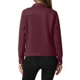 thumbnail image 4 of Gfyviroh Women's Suede Jackets Long Sleeve Stand Collar Jackets Solid Color Trendy Button Open Front Coats, 4 of 9