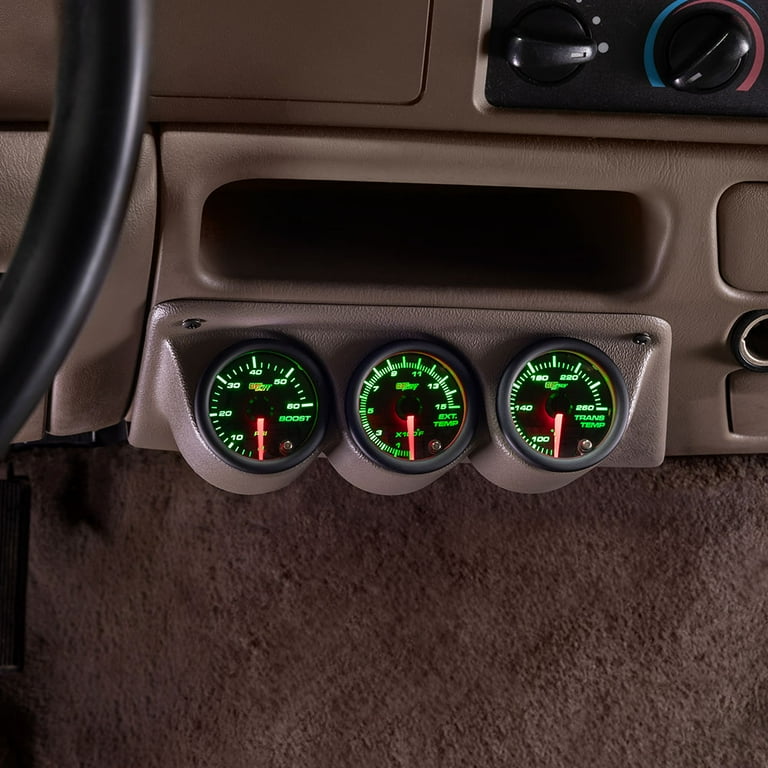 GlowShift Tan Dual Pillar Gauge Pod For 1999-2007 Ford Super Duty F-250 F-350 - Fits 2-1/16" Gauges