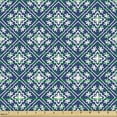 thumbnail image 2 of Ambesonne Ethnic Fabric by the Yard Upholstery, Classical Talavera Design, 5 Yards, Dark Sky Blue and White, 2 of 5