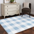 thumbnail image 3 of 2.7x5 Area Rugs, Blue Checkered Non-Skid Rubber Backing Large Rectangle Rugs - Living Room Bedroom Home Office, Blue White Buffalo Plaid Indoor Floor Mat Carpets Washable Rug, 3 of 9