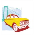 thumbnail image 3 of Vintage Car Duvet Cover Set, Art with Old Vintage Custom Collector's Car Grunge Urban Background, Decorative 2 Piece Bedding Set with 1 Pillow Shams, Twin Size, Yellow Turquoise, by Ambesonne, 3 of 3
