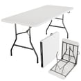 thumbnail image 2 of 4 FEET/ 6 FEET Folding Table with Locking Mechanism, Heavy-Duty & Lightweight Portable Outdoor Table for RV Life, Camping, Dining, Outdoor Events and Parties - White, 2 of 9