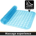 thumbnail image 4 of alfombrilla de baño para bañera, alfombrilla de ducha con ventosas de drenaje, lavable a máquina, BPA, látex, libre de ftalatos, 34.5 x 15.5 pulgadas, azul limpio, 4 of 5