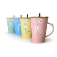 thumbnail image 3 of Ceramic Mug Sakura Floral Design with Spoon and Wood Lid, 3 of 8