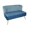 thumbnail image 4 of Home Design Hestie Velvet Loveseat with Curved Backrest and Gold Metal Legs, Modern Armless Design for Adult Living Room, Blue, 4 of 4