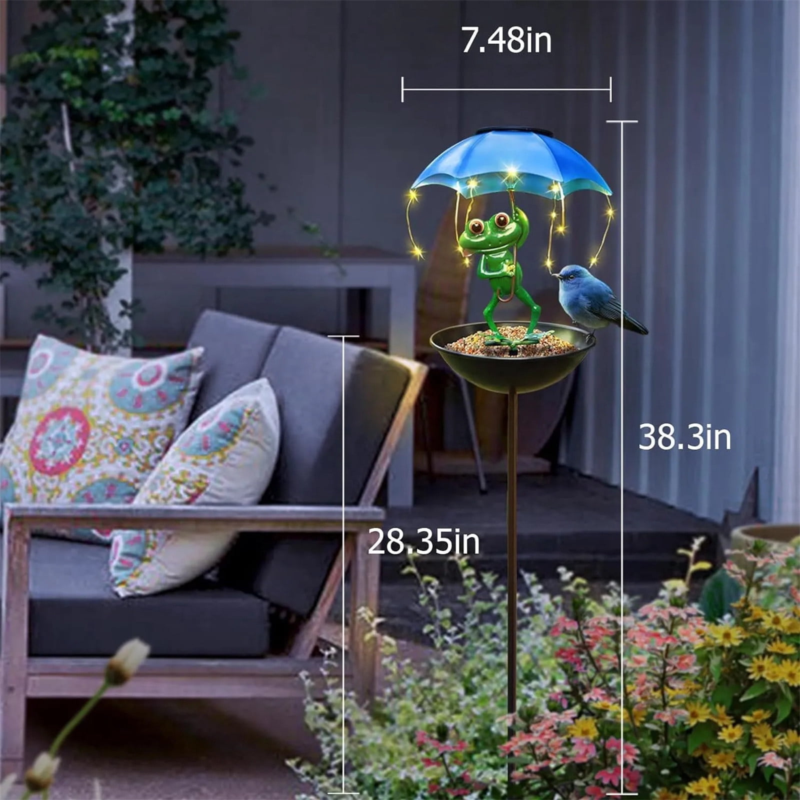 XINGAG Solar Bird Feeder, Outdoor Solar Lights Figurine Lights with Umbrella, Hummingbird Feeder Decorative Path Lights Courtyard Garden Light Outdoor Yard Decor