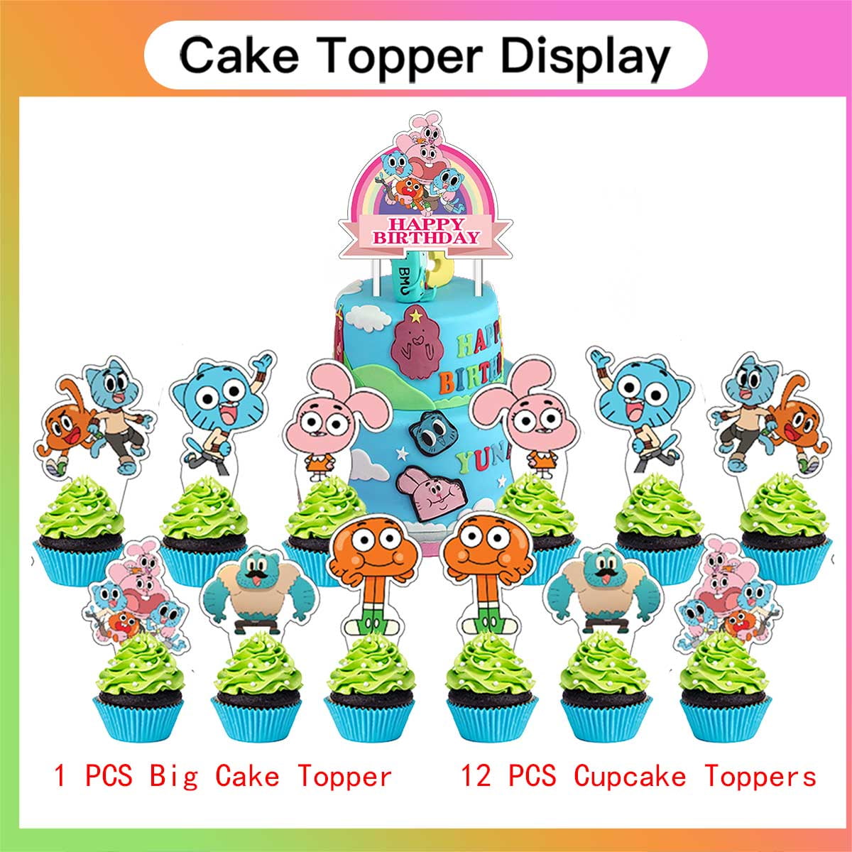 The Amazing World of Gumball Birthday Party Supplies Balloons Plates Decoration Cake Topper Decor Tableware Banner Backdrop