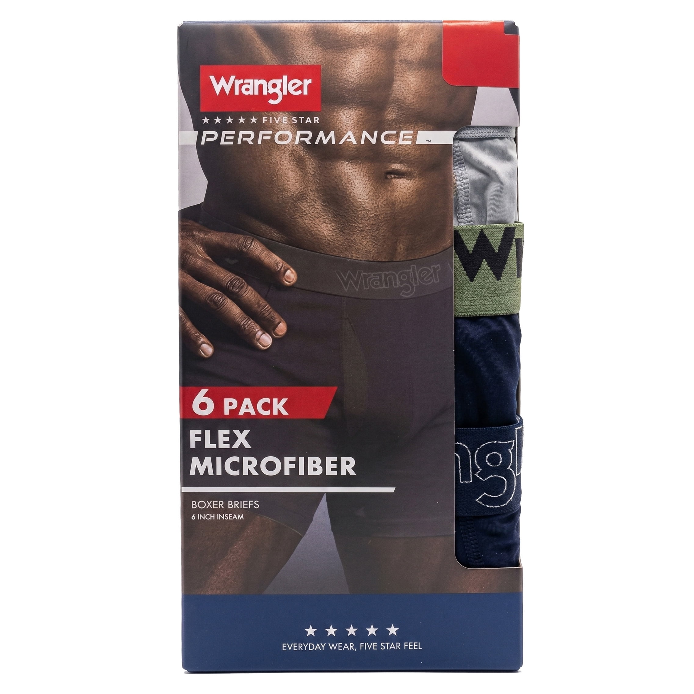 Wrangler Men's Flex Microfiber 6" Boxer Brief, 6 Pack