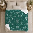 thumbnail image 5 of Forest Green Snowflake Pattern in Festive Winter Style for Holiday Lovers, Icy Star Snow Scene, Soft Flannel Blanket for Bedroom and Reading Nook, Christmas Gift, Winter Home Decor, 5 of 9